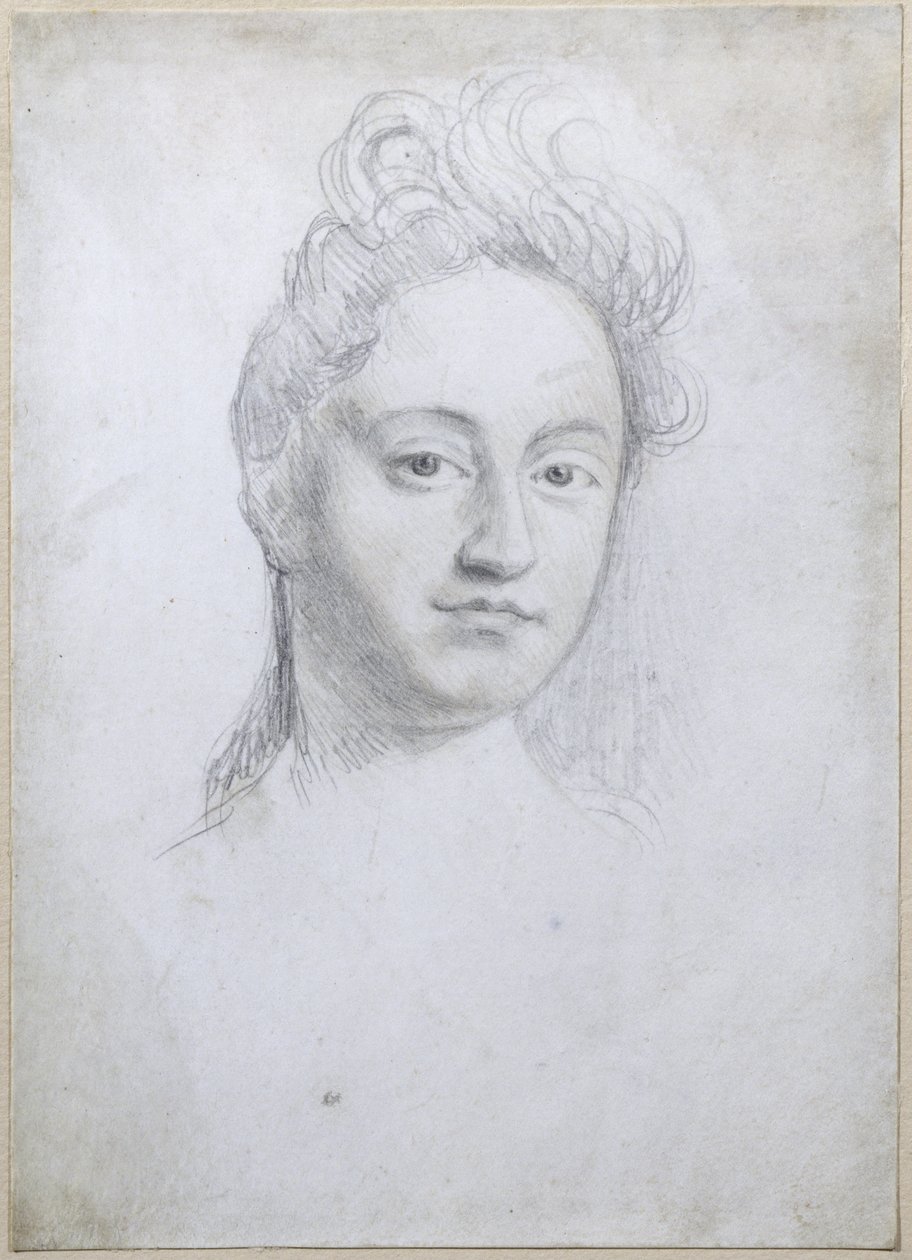 Portræt af Sarah Churchill, hertuginde af Marlborough (1660-1744) (blyant på vellum) af Robert White