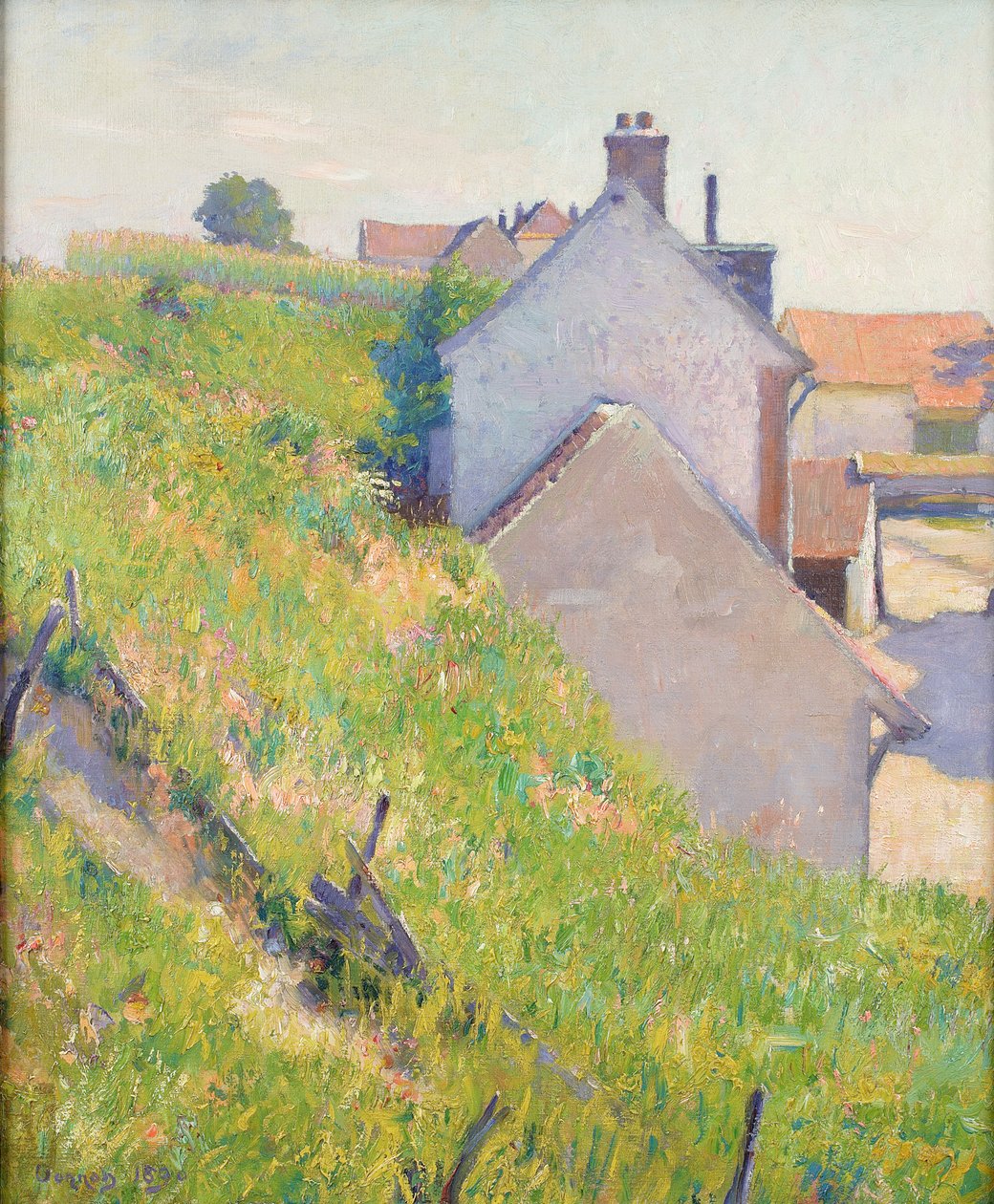 En solbeskinnet bakkeskråning, 1890 af Robert William Vonnoh