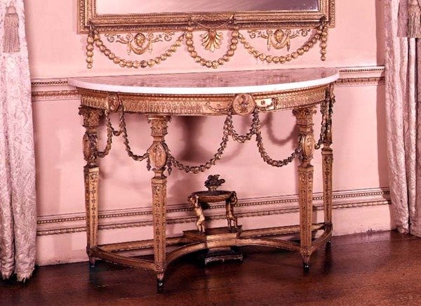 Sidebord med scagliola-top, designet af Adam, ca.1755 (scagliola) af Robert Adamson