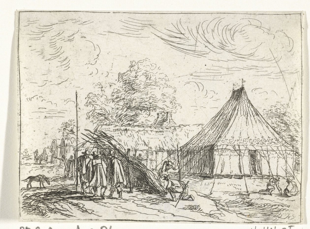 Soldater nær et telt af Robert van den Hoecke
