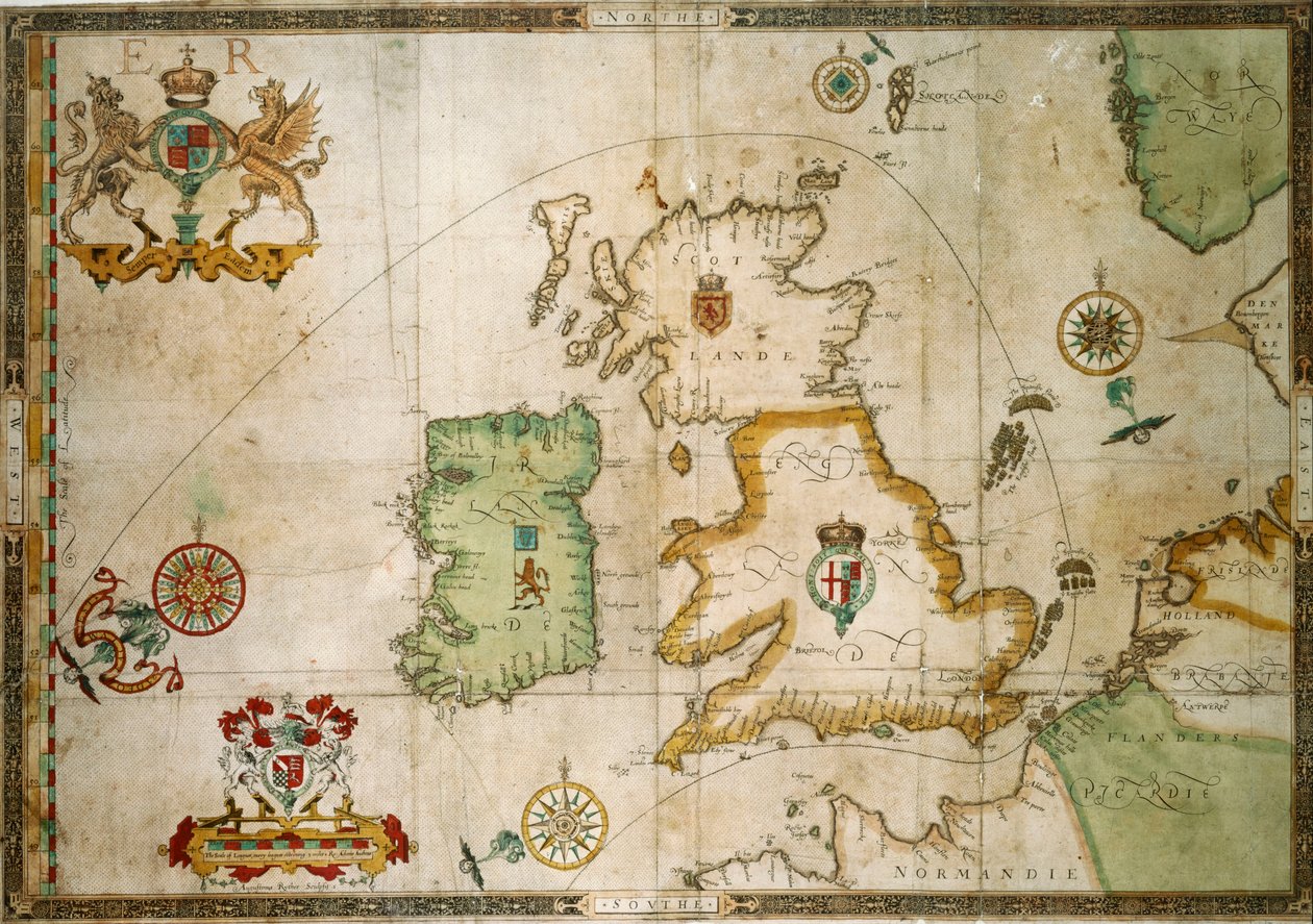 Armadaens rute rundt om Storbritannien og Irland af Robert (after) Adams
