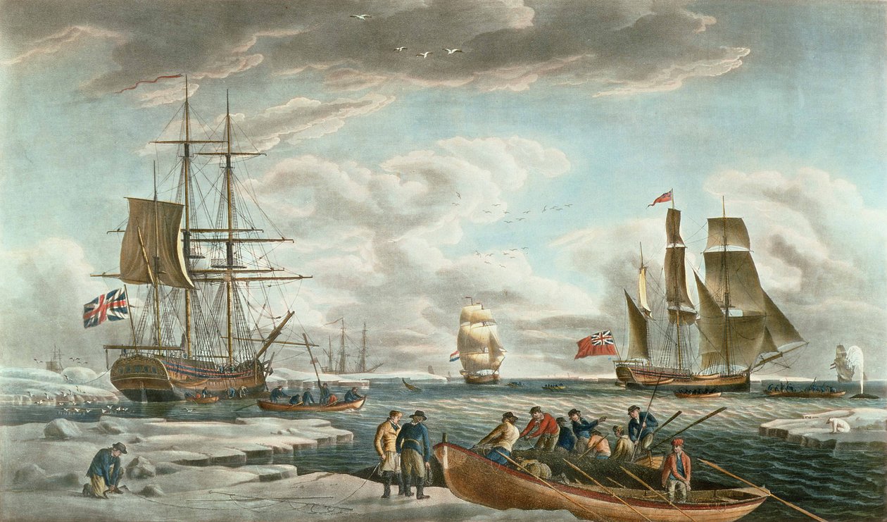 Det grønlandske hvalfiskeri, udgivet af John  Josiah Boydell af Robert (after) Dodd