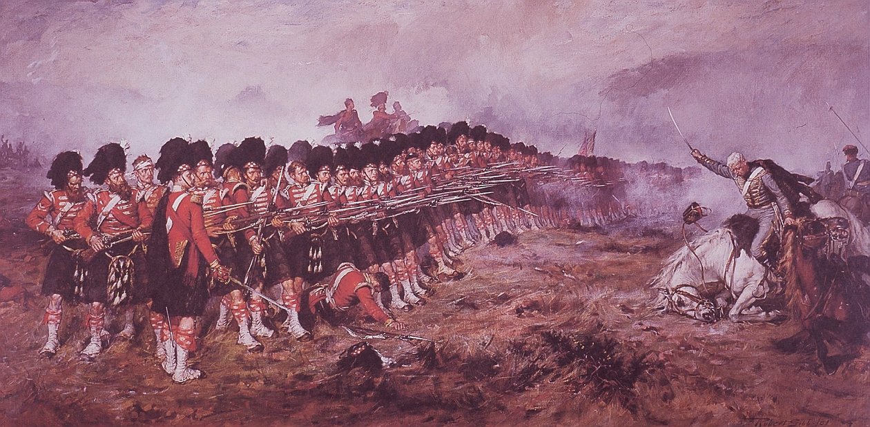 The Thin Red Line, 93. Highlanders står fast foran en russisk angreb i slaget ved Balaklava i 1854 af Robert (after) Gibb