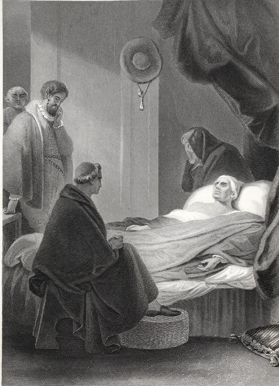 Kardinal Wolseys død, indgraveret af A.H. Payne (litho) af Robert (after) Smirke
