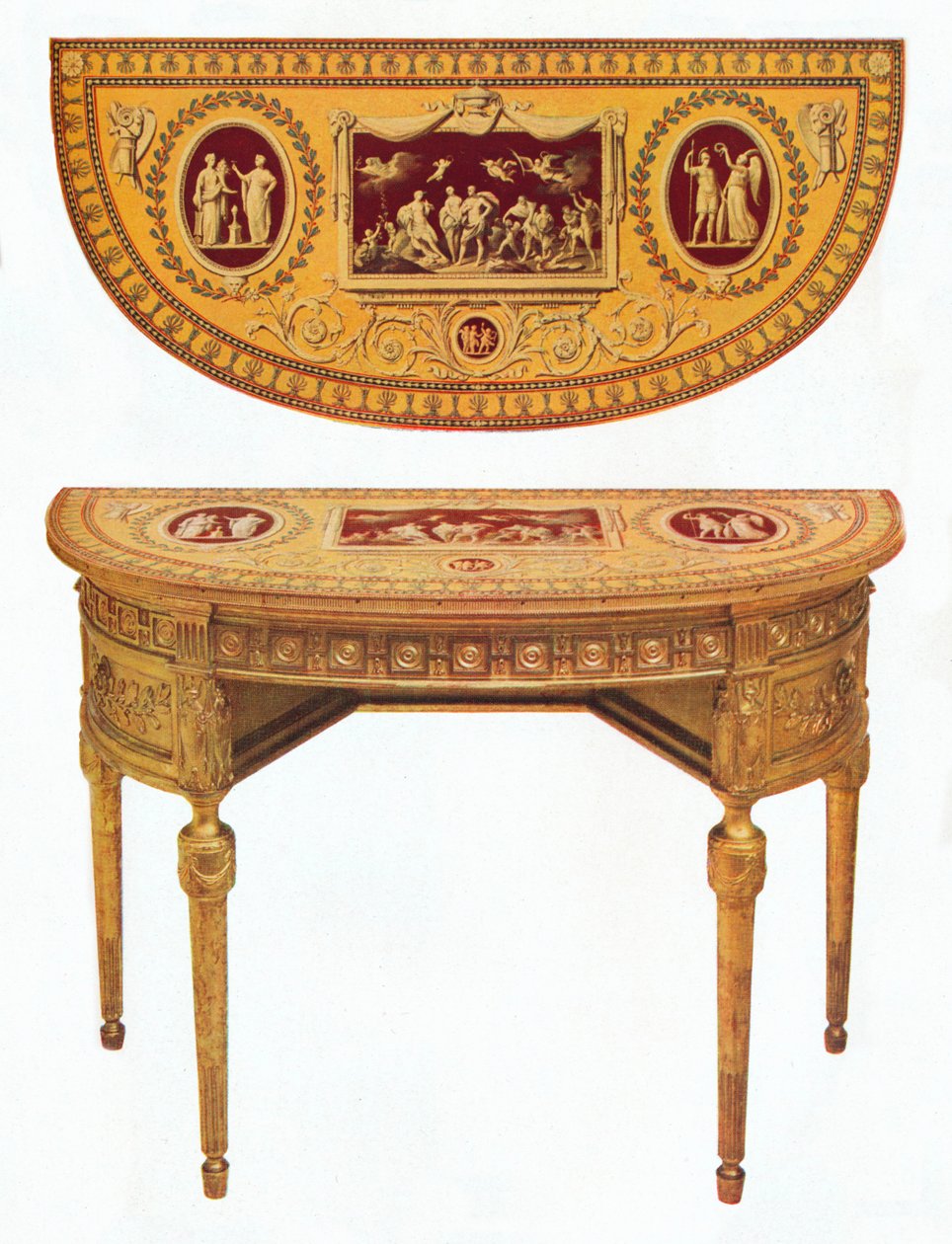 Et af et par Adam sideborde, toppen malet som Pergolesi, 1700-tallet af Robert Adam