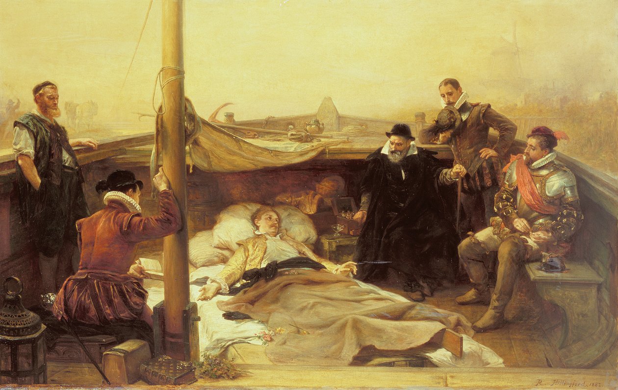 Sir Philip Sidneys sidste dage (1554-86), 1882 af Robert Alexander Hillingford