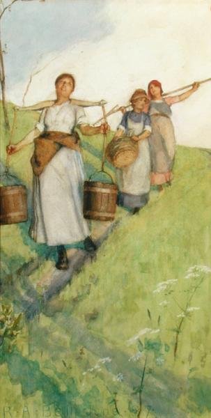 Vender hjem - Mælkepigerne af Robert Anning Bell