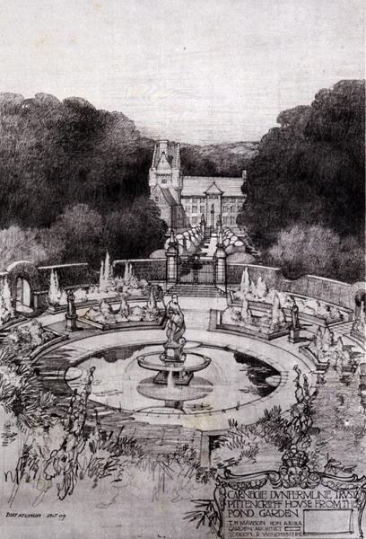 Pittencrieff House fra Pond Garden, fra Thomas Mawsons 