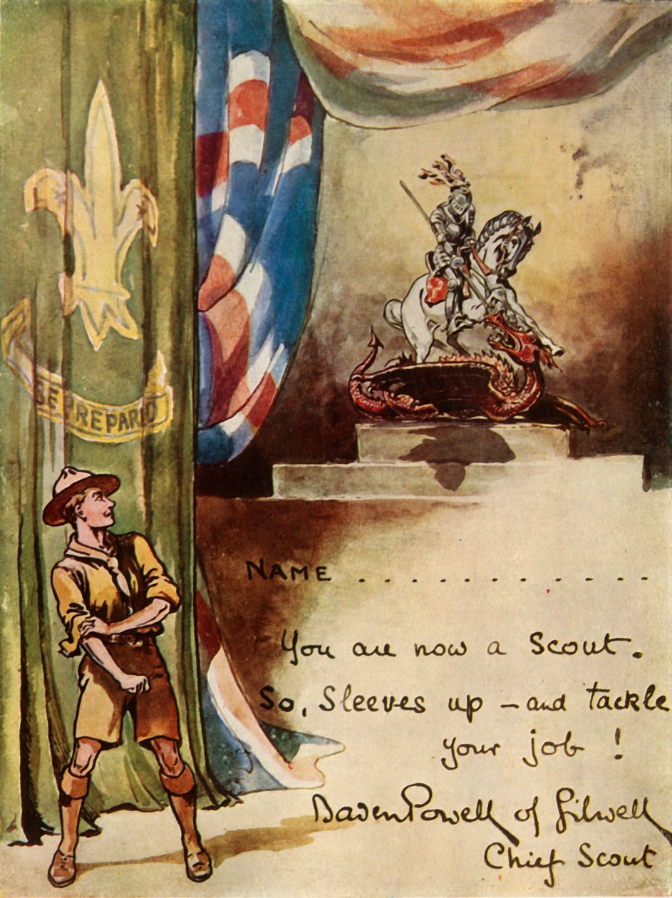 Design for spejdere tilmeldingskort, 1944. af Robert Baden Powell