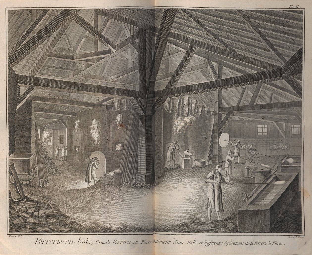 Fremstilling af glas. Fra Encyclopédie af Denis Diderot og Jean Le Rond dAlembert, 1751-1765. af Robert Benard