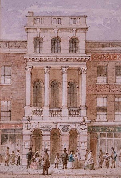 City of London Theatre, Bishopsgate af Robert Blemell (attr. to) Schnebbelie