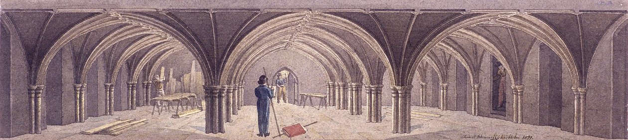 Guildhall Crypt, London, 1821 af Robert Blemmell Schnebbelie
