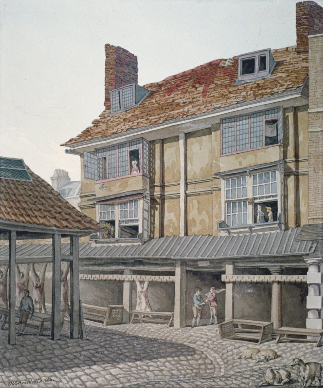 Leadenhall Market, City of London, 1814. af Robert Blemmell Schnebbelie