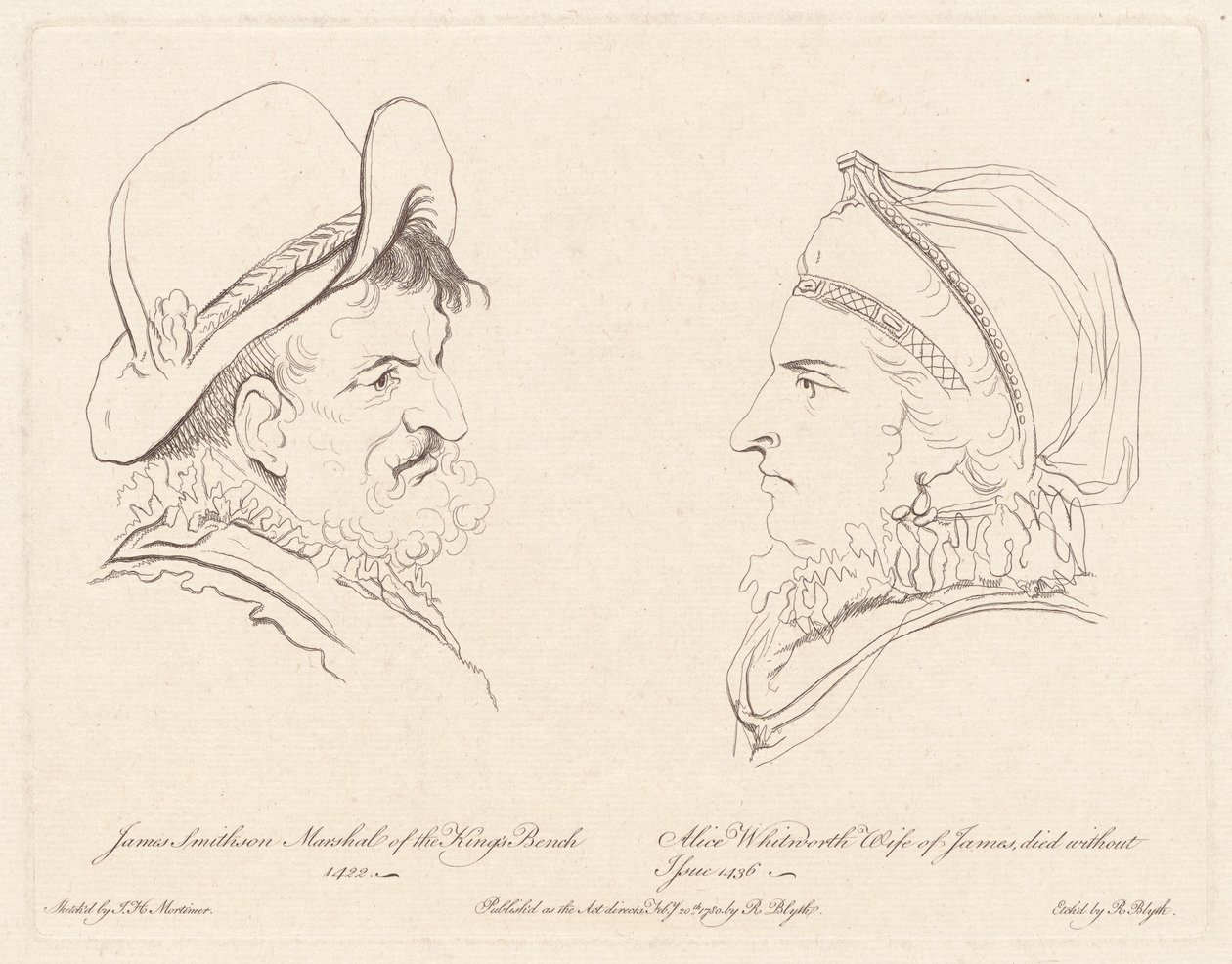 James Smithson og Alice Whitworth af Robert Blyth, after John Hamilton Mortimer