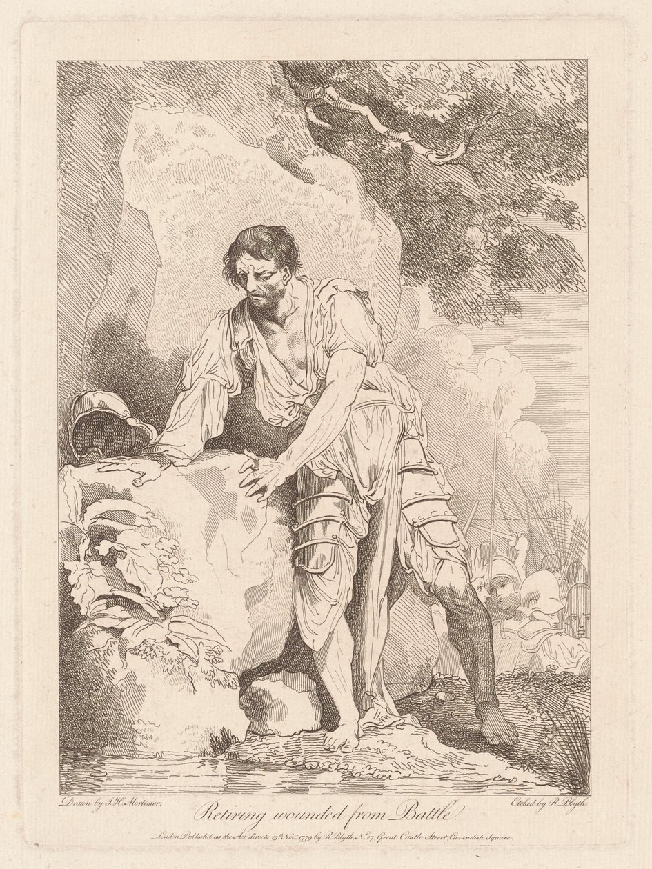 Træk sig tilbage fra kamp af Robert Blyth, after John Hamilton Mortimer