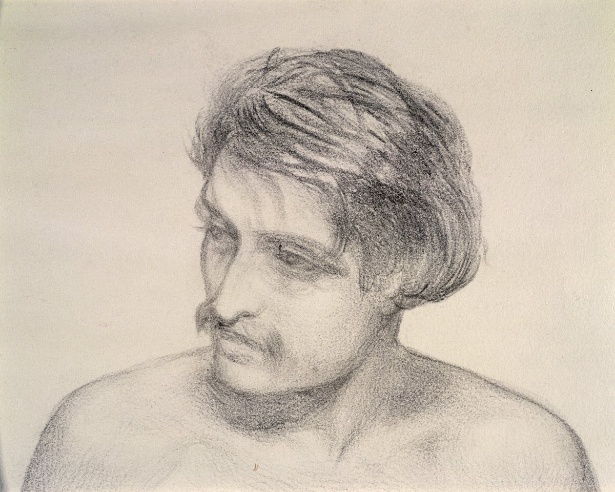Studie af en mands hoved (blyant på papir) af Robert Braithwaite Martineau