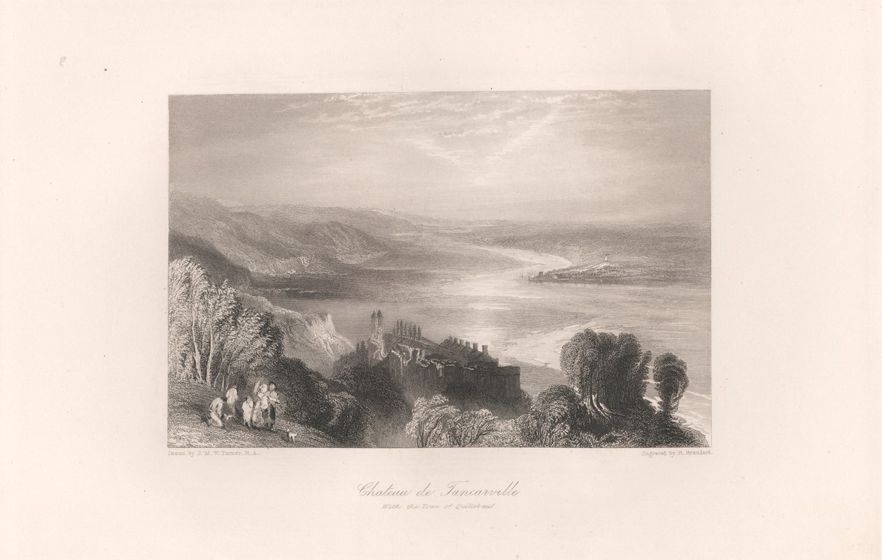 Chateau de Tancarville, med byen Quilleboeuf af Robert Brandard