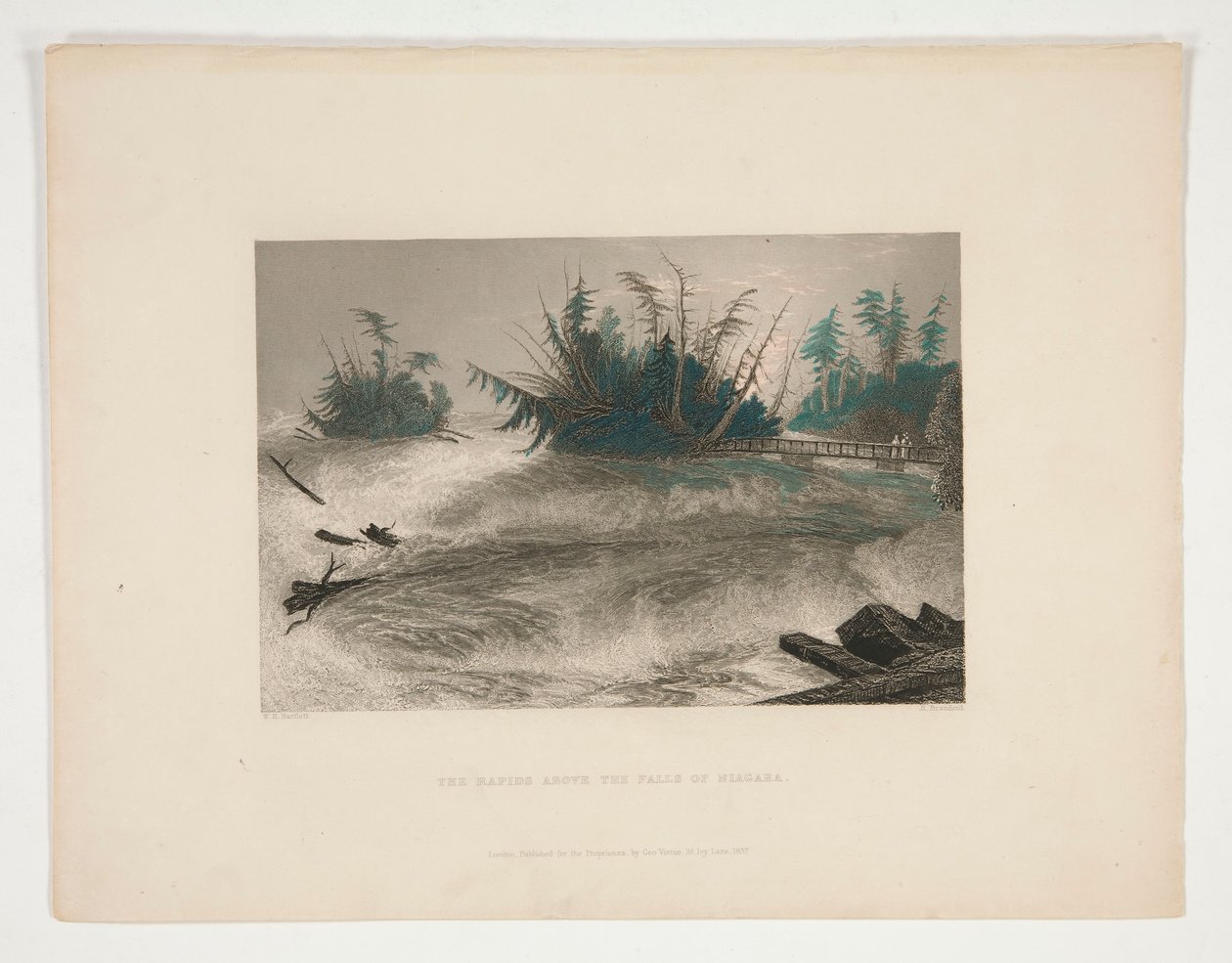 Rapids Above the Falls of Niagara, illustration til Nathaniel Parker Willis af Robert Brandard
