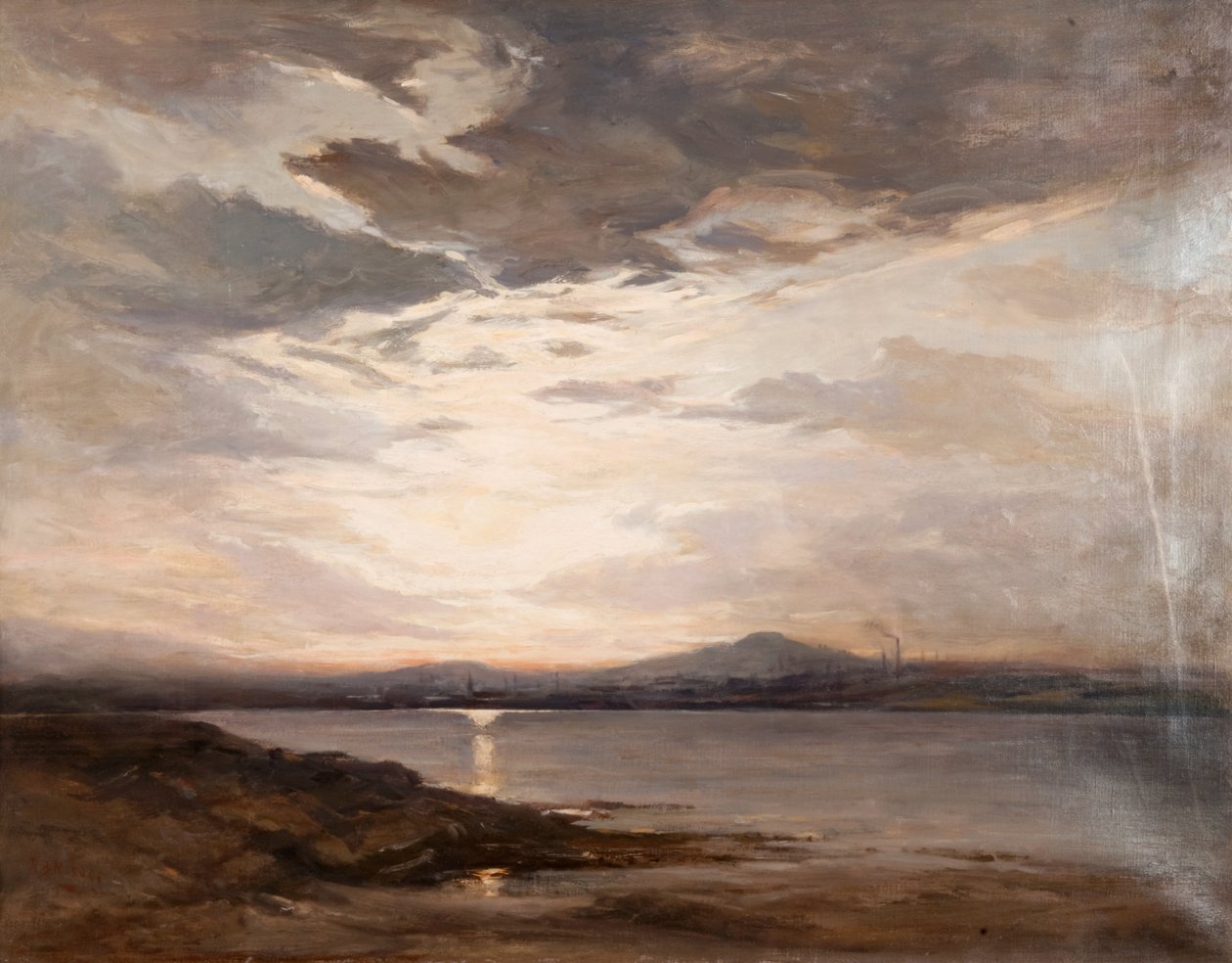 Looking Towards Dundee, Sunset (olie på lærred) af Robert Buchan Nisbet