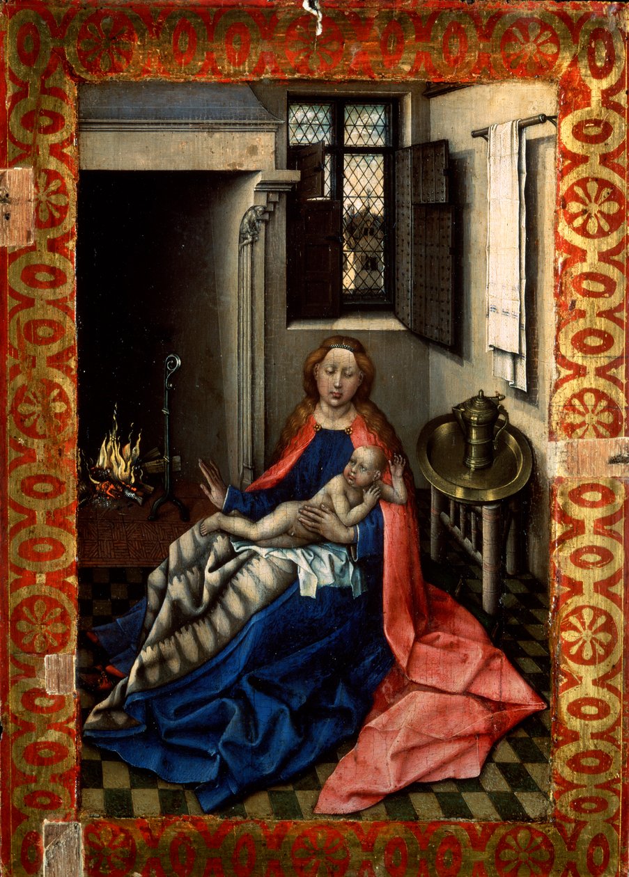 Madonna og barn foran en pejs, 1430