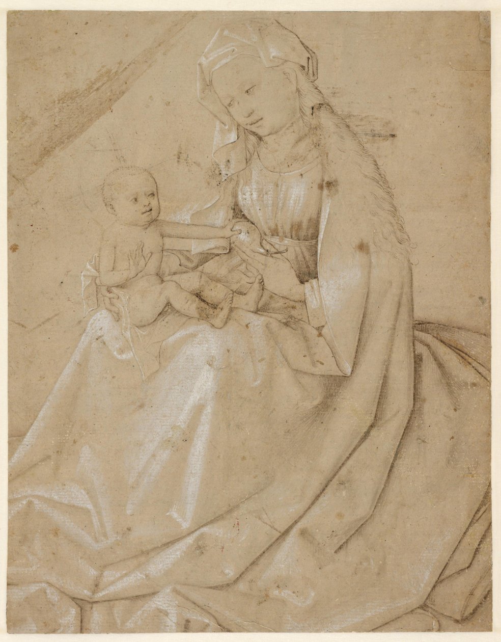 Madonna med Kristus-barn, der holder en pære af Robert Campin