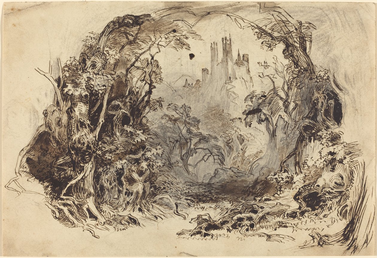 Castle på en bakke (sat til "Sleeping Beauty and the Beast"?) af Robert Caney