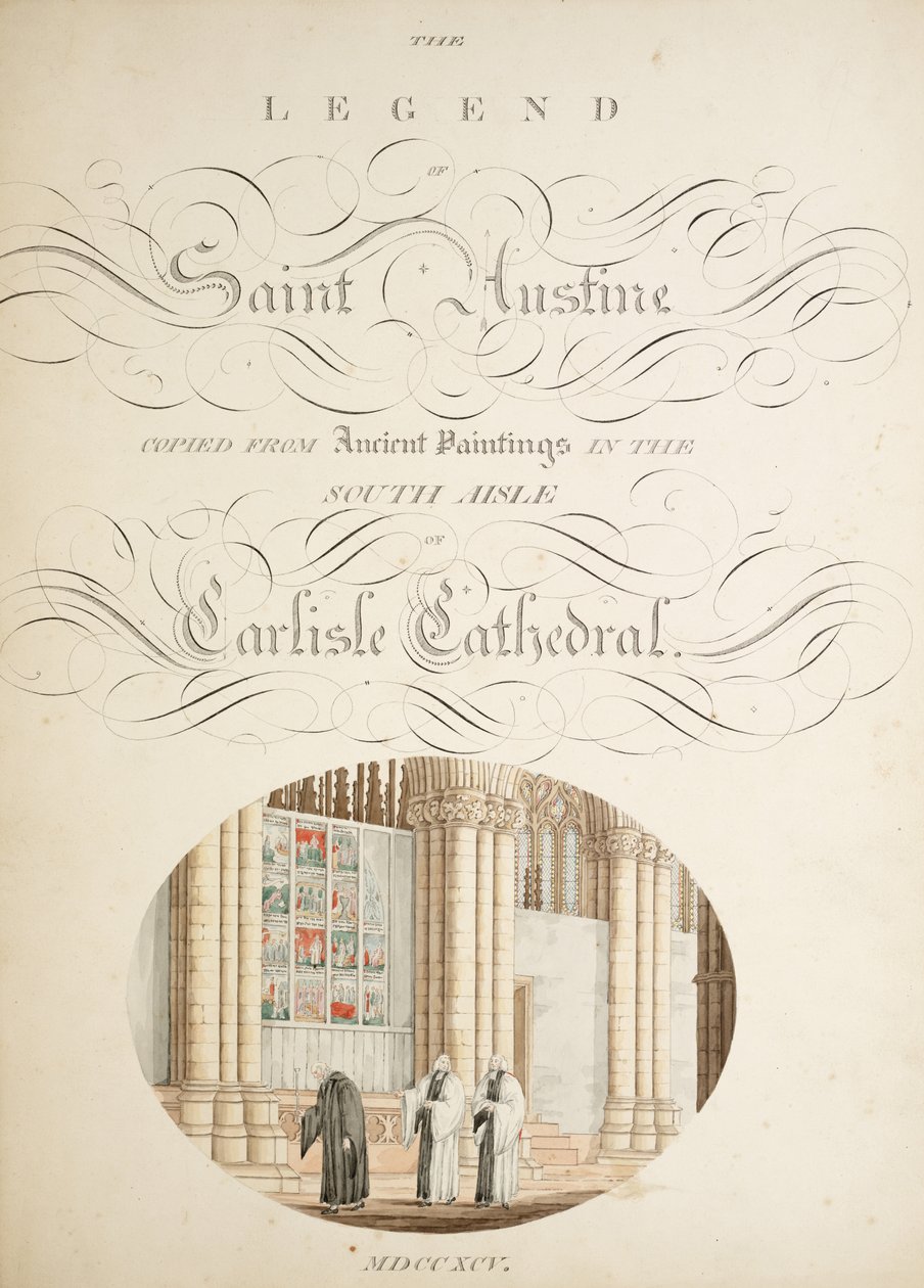 Fru New Coll 380, f9r. Antikviteterne fra Cathedral Church of Saint Mary, Carlisle, tegnet af Robert Carlile, 1795 (pen og blæk og wc på papir) af Robert Carlile