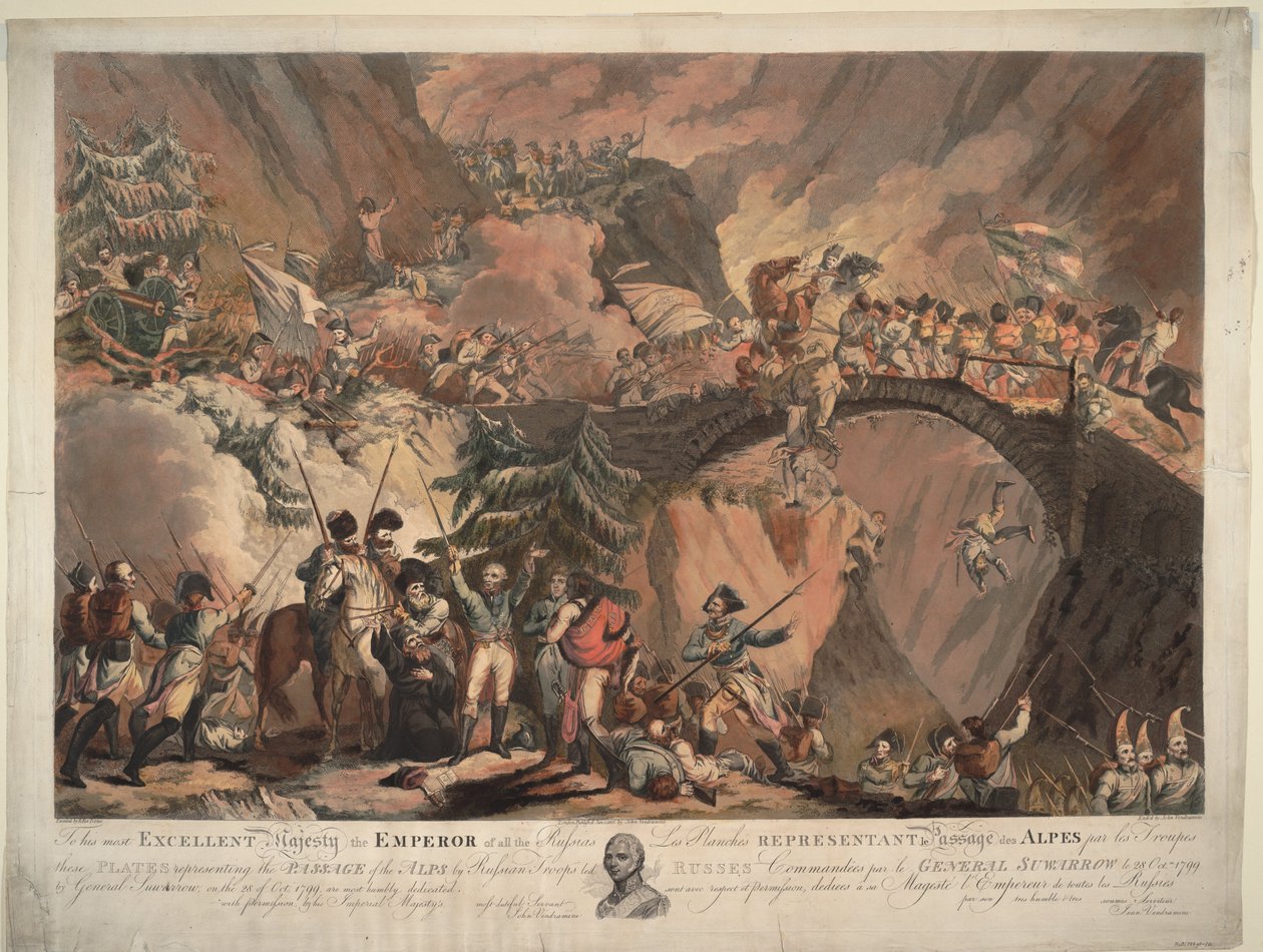 Alexander Suvorovs hær krydser Alperne i 1799, 1805 af Robert Carr Porter