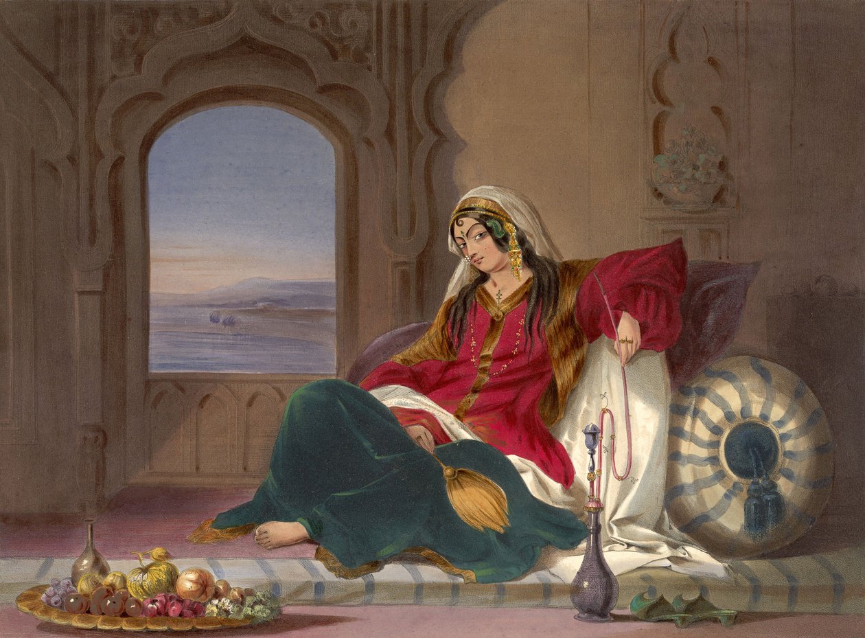 Kandahar Lady of Rank, engageret i rygning, 1848 af Robert Carrick