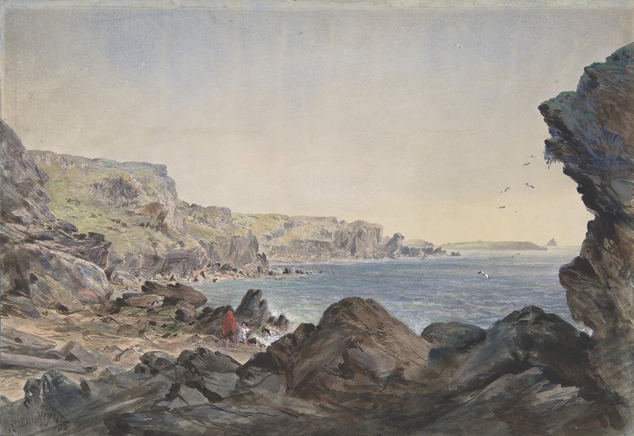 Foilhummerum-bugten, Valentia, ser mod havet fra det punkt, hvor kablet..., 1865-66. af Robert Charles Dudley