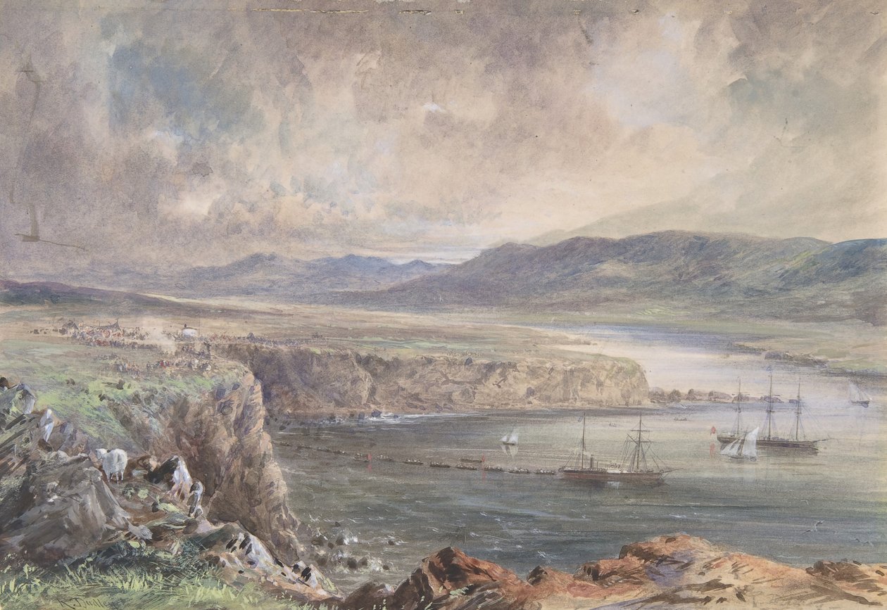 Foilhummerum Bay, Valentia, Ser fra Cromwell Fort: The Caroline and Boats..., 1865-66. af Robert Charles Dudley