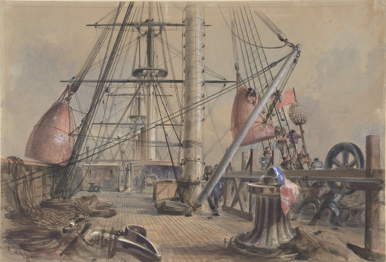 At komme ud af en af de store bøjer: The Deck of the Great Eastern Looking From..., 1865-66. af Robert Charles Dudley