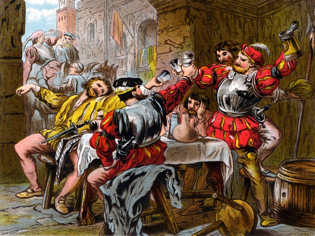"Lad me the Canakin Clink" Othello Act II. Scene II. (kromolitografi) af Robert Charles Dudley
