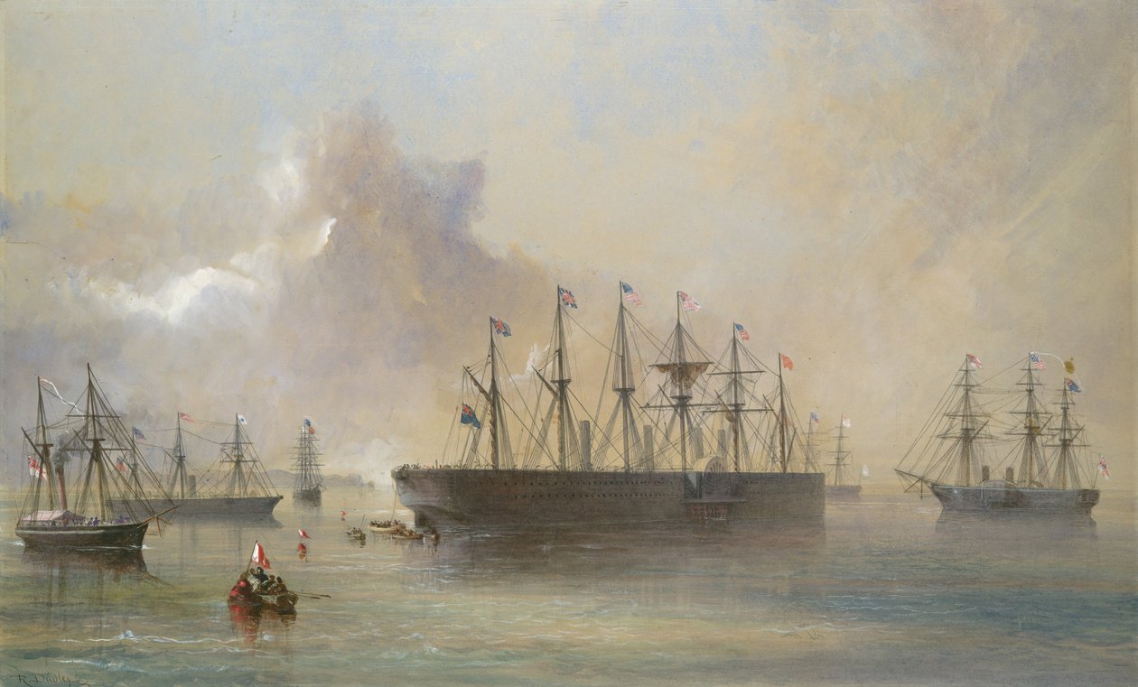 Atlantic Telegraph Cable Fleet samlet ved Berehaven Southwest Coast of Ireland..., 1866. af Robert Charles Dudley