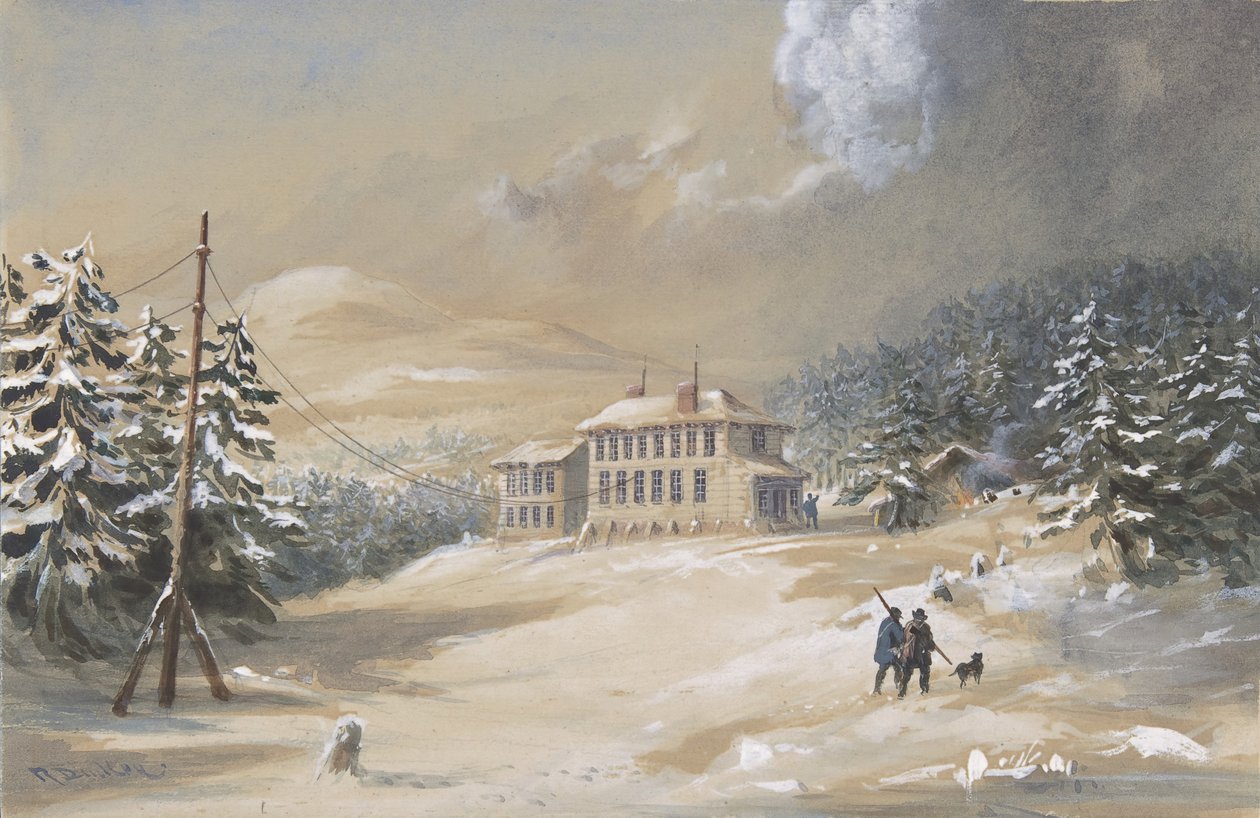 Trinity Bay, Newfoundland, udvendig udsigt af Telegraph House i 1857-1858, 1865-66. af Robert Charles Dudley