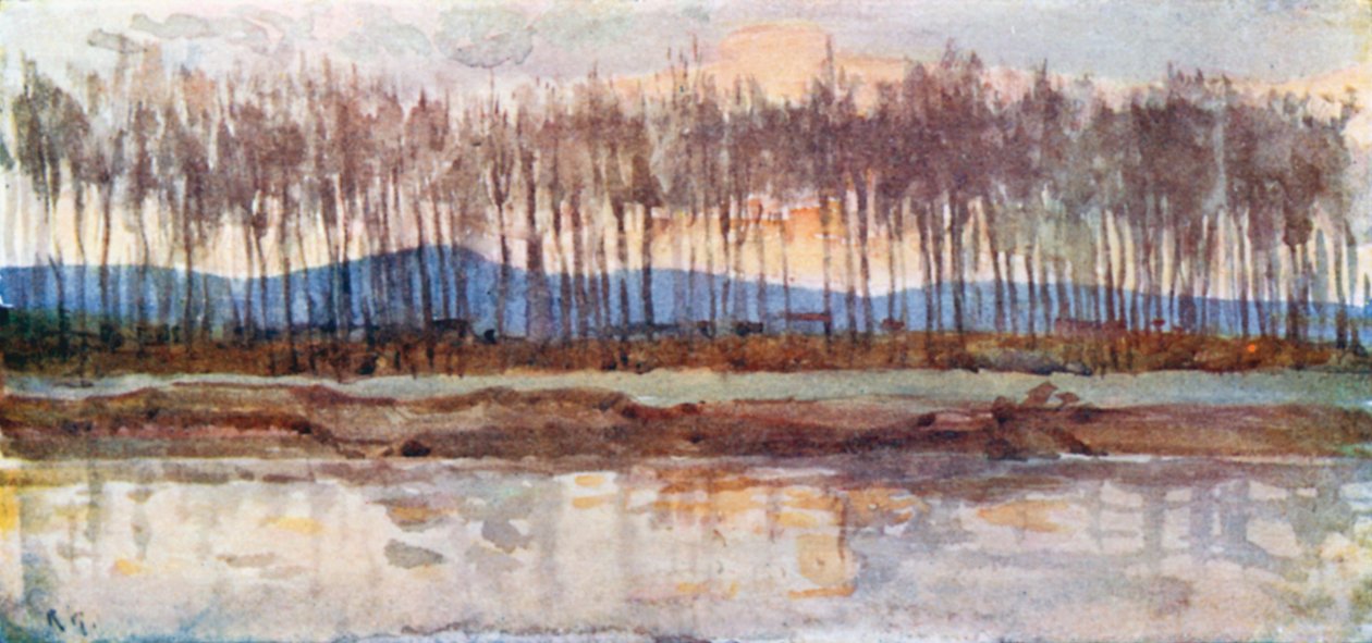 Arnos bredder i aftenlyset (farvelitografi) af Robert Charles Goff