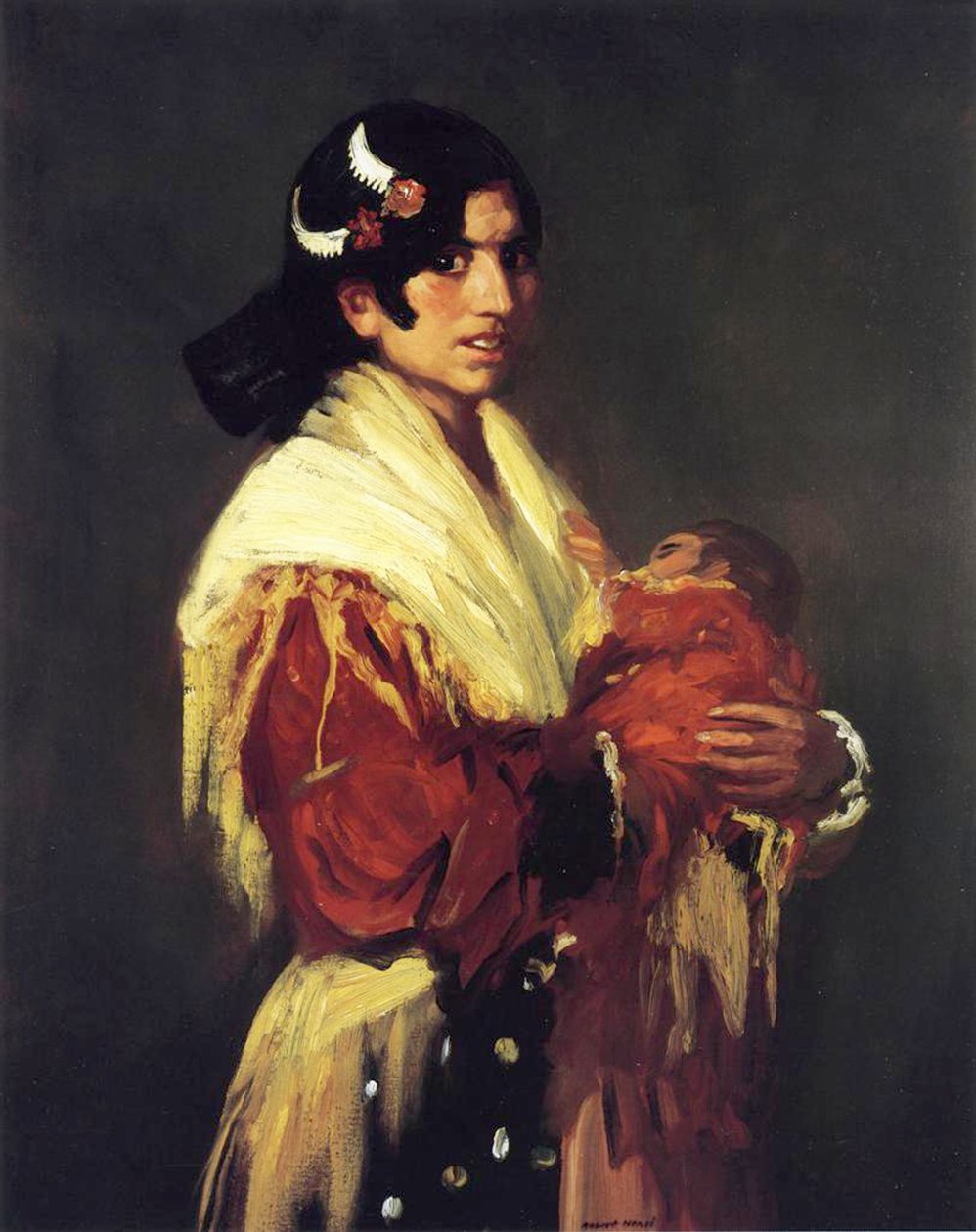 Sigøjneren og hendes baby, 1906 af Robert Cozad Henri