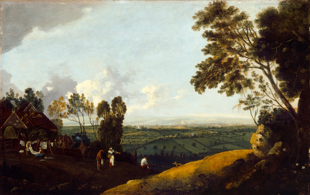 Udsigt over London fra Highgate, ca. 1775 (olie på lærred) af Robert Crone