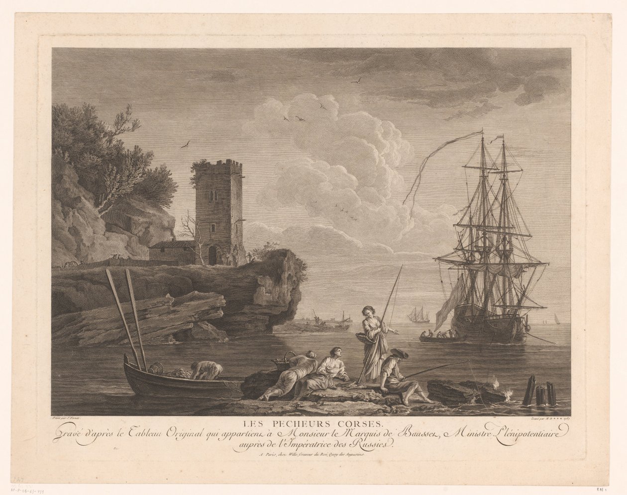 Havudsigt med fiskere Les pecheurs corses. af Robert Daudet (II) (attributed to)