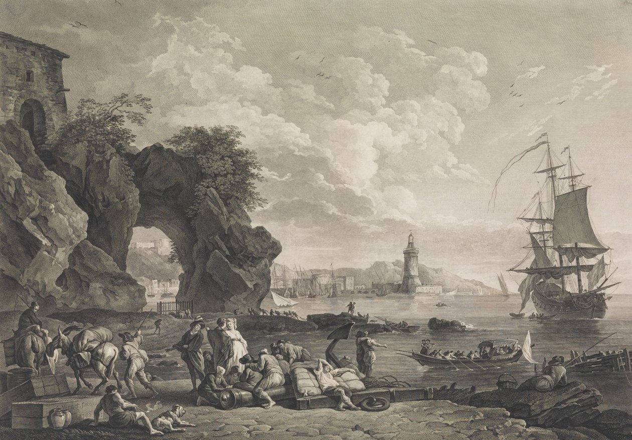 Udsigt over Pausilype nær Napoli, 1785. af Robert Daudet