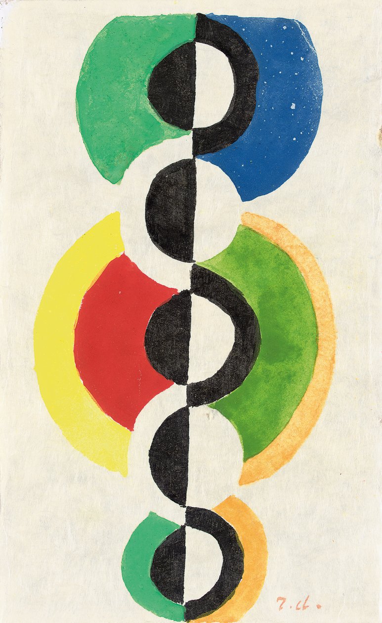 Rhythm, ca. 1932 (gouache, akvarel & pensel og blæk på Japon nacré-papir) af Robert Delaunay