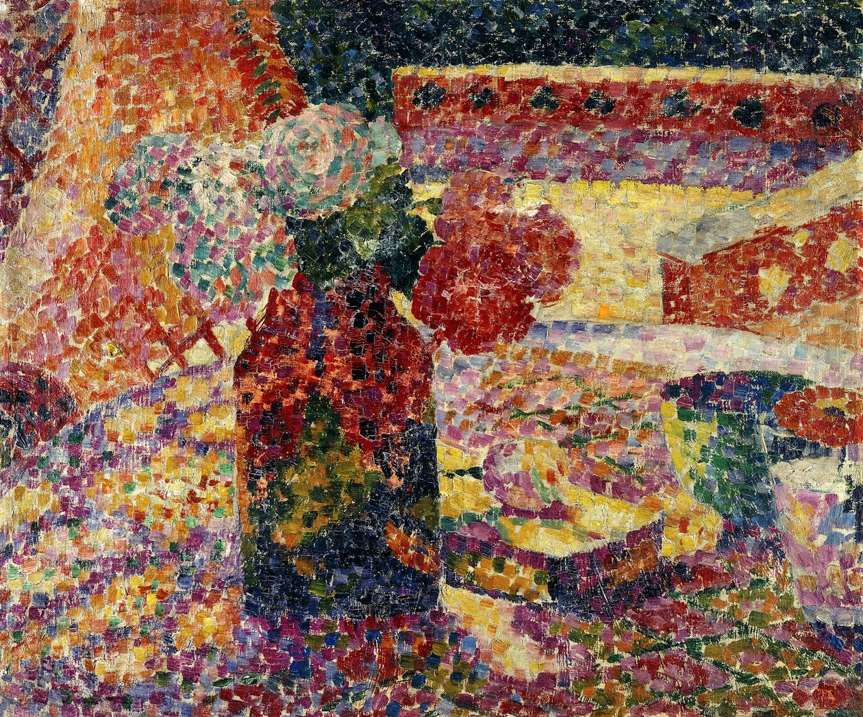 Stilleben med vase af blomster, ca. 1907 (olie på lærred) af Robert Delaunay