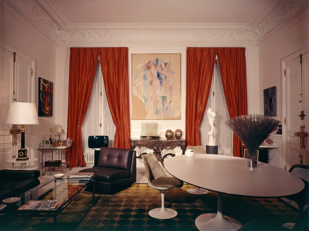 Georges Pompidous lounge i Elysee-paladset i Paris (med et maleri af Delaunay) af Robert Delaunay