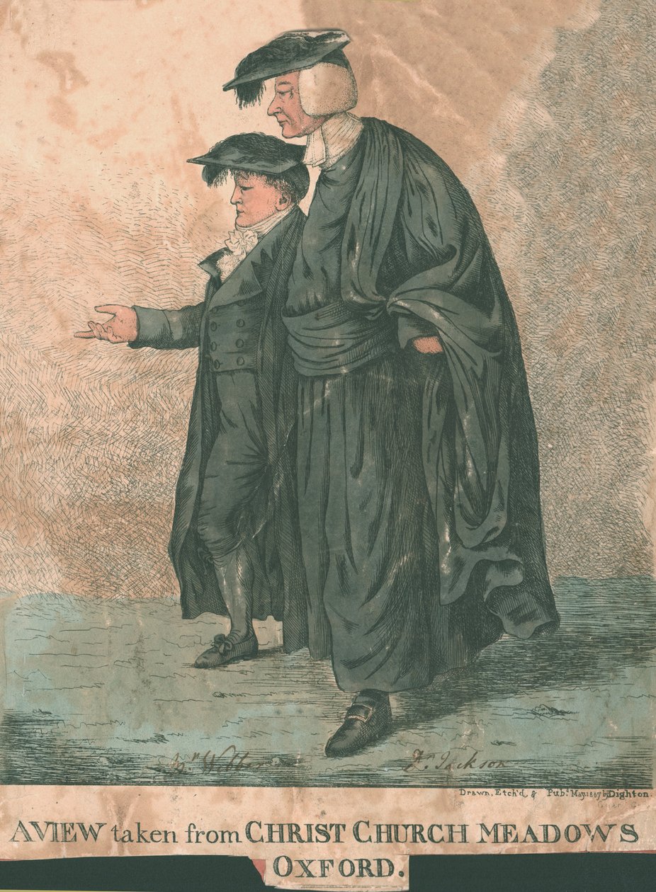 En udsigt taget fra Christ Church Meadows, Oxford, 1807 af Robert Dighton