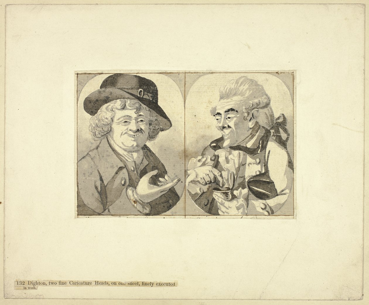 To karikaturer i brystlængde af Robert Dighton