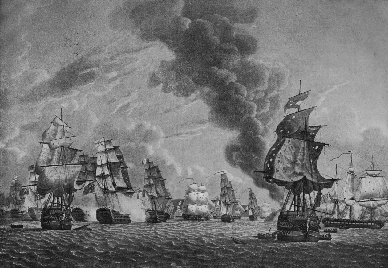 Bridport ud for LOrient, c1796 af Robert Dodd