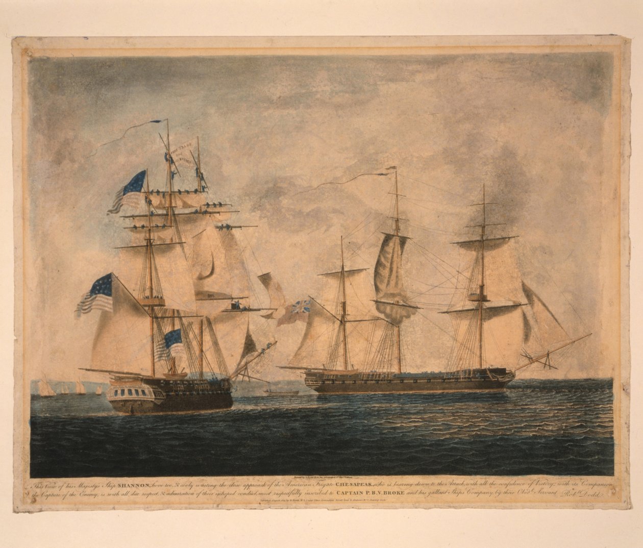 HMS Shannon fanger USS Chesapeake, 1. juni 1813, 1813 af Robert Dodd