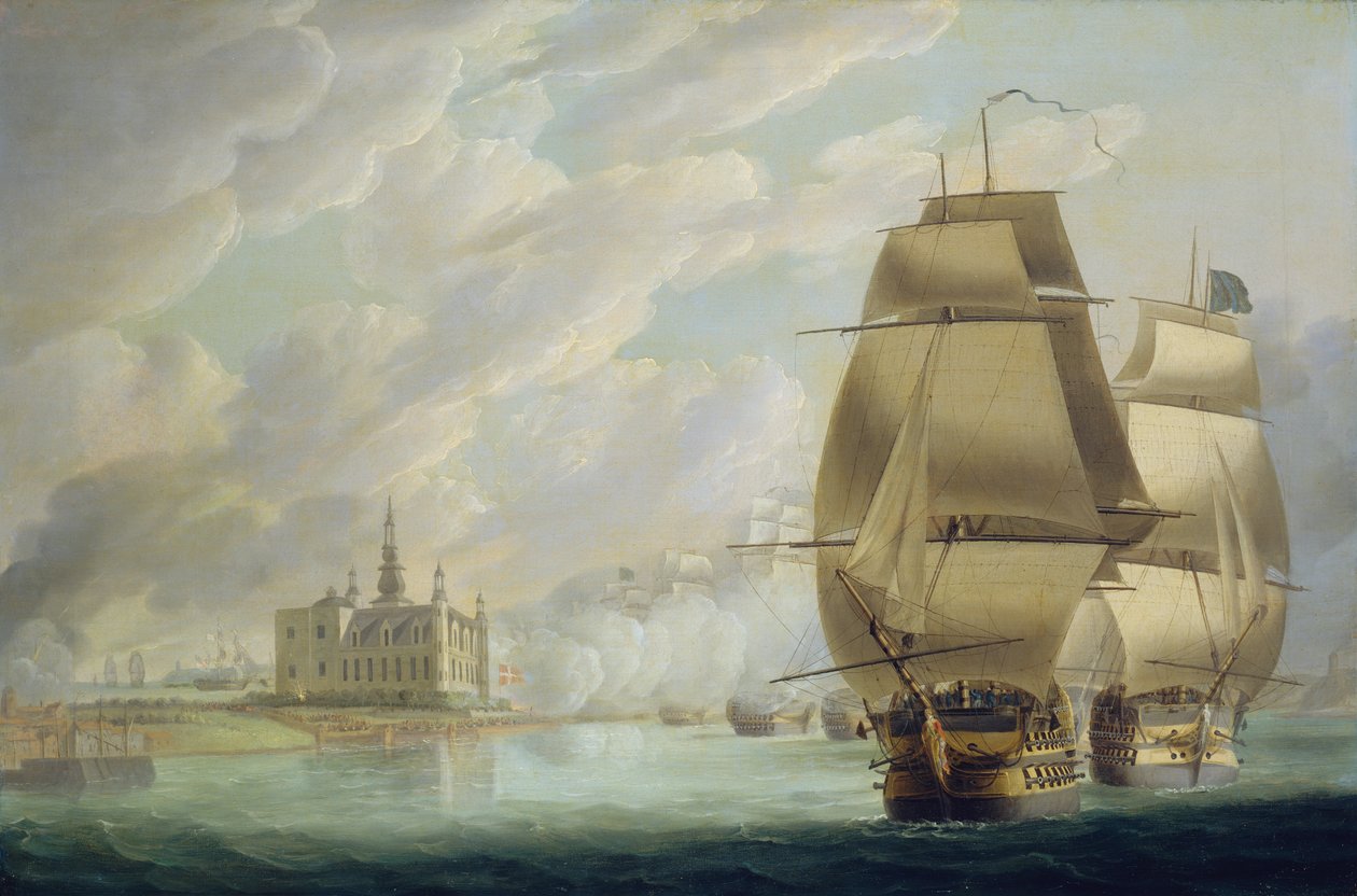 Nelson forcerer passagen af Øresund, 30. marts 1801, før slaget ved København af Robert Dodd