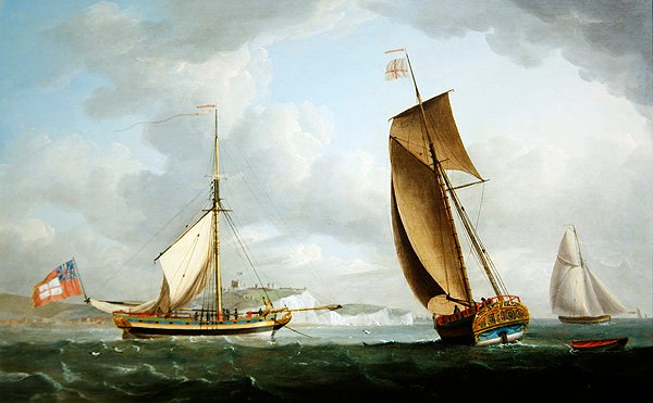 Trinity House Yacht i to positioner ud for Dover af Robert Dodd