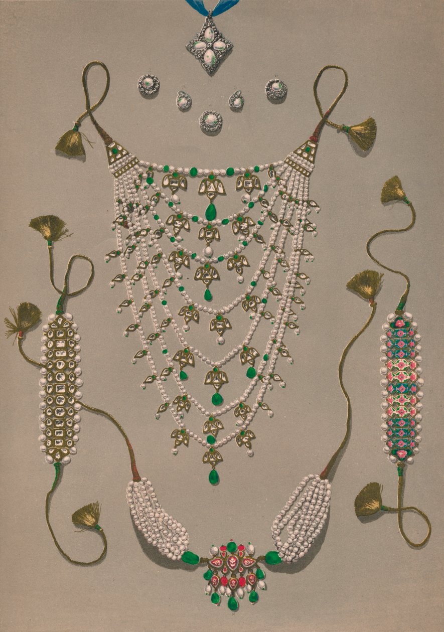 Korsvedhængsbrocher og øreringe, Suite af indiske ornamenter, 1863. af Robert Dudley